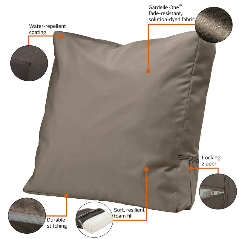 Ravenna Outdoor 4'' Back Cushion, 21" H x 20" W x 4" D, Dark Taupe