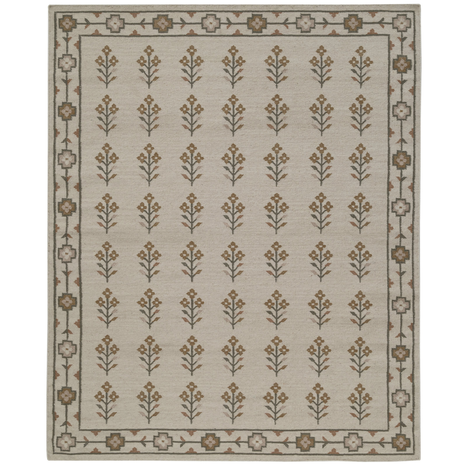 Heidi Flatweave Wool Floral Scandinavian Rug, Ivory, 8'9x11'9