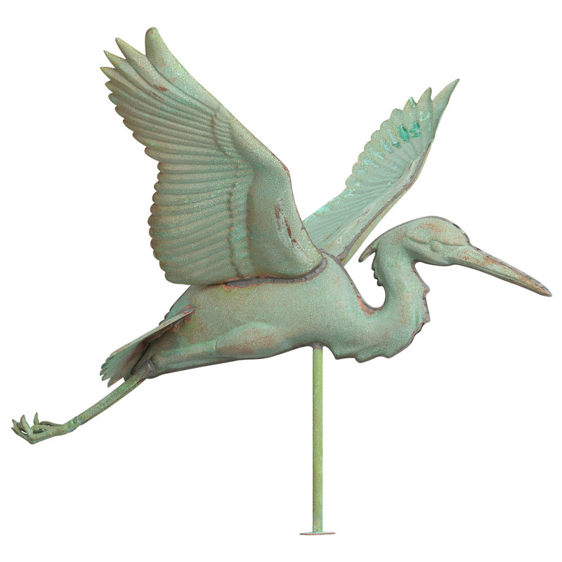 Copper Heron Weathervane, Verdigris