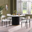 Table de salle à manger ronde en faux marbre avec décoration dorée