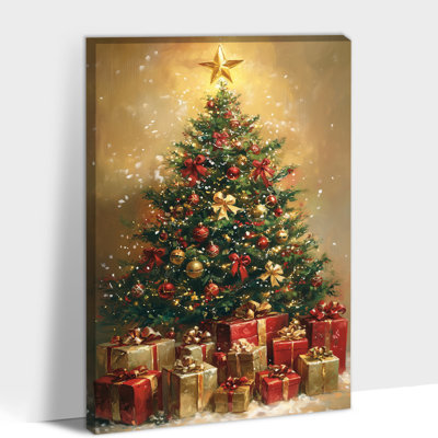 Grand arbre de Noël festif Abiel, impressions sur toile, cadeaux des Fêtes, photos d'hiver, affiche murale, œuvre d'art pour salon, bureau de chambre à coucher, 28 po x 40 po