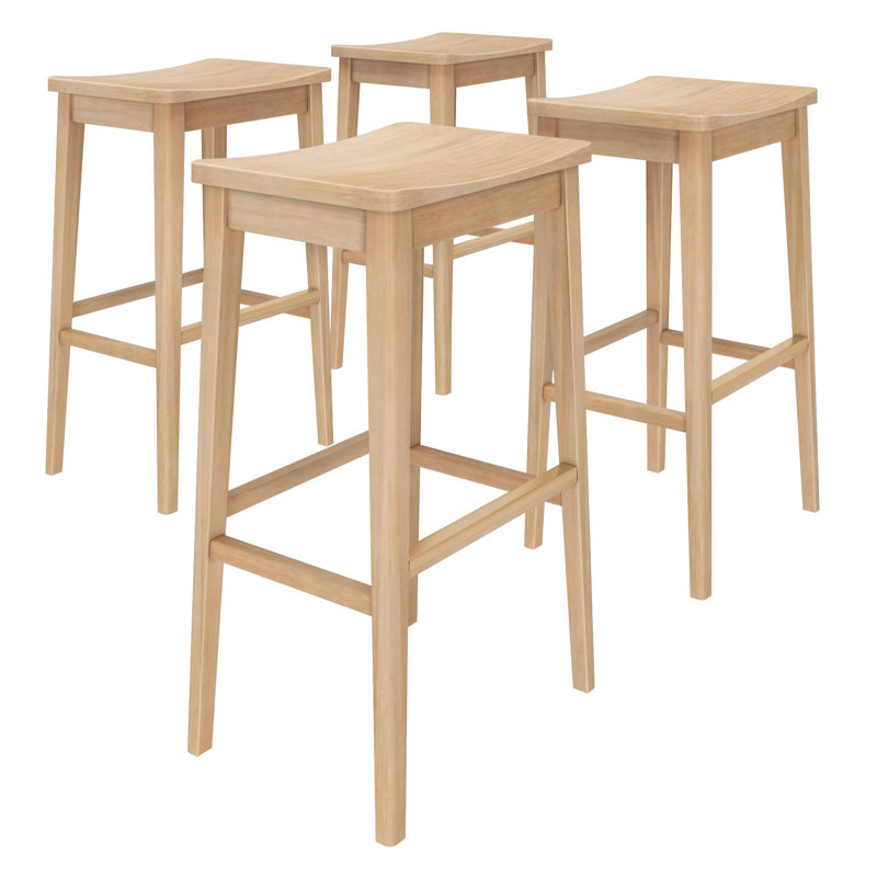 Smythe Solid Wood 30 inch Bar Stool, Beige, 4