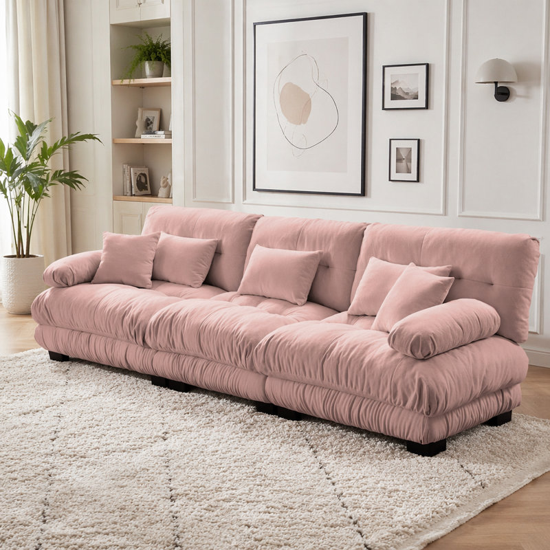 Canapé Cloud, canapé en chenille, Rose + 3 sièges