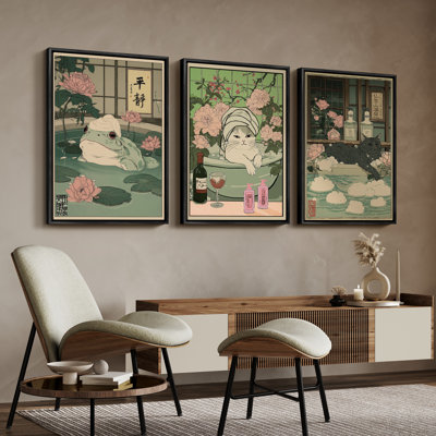 Art mural encadré, rétro, antique, classique pour chambre à coucher - 16 po x 24 po x 3 panneaux