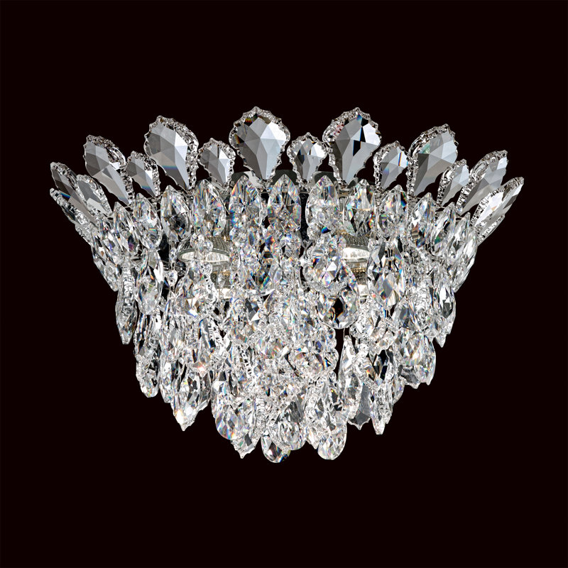 Trilliane Strands 4 Light 17in x 10.5in Flush Mount in Polished Stainless Steel with Clear Heritage Handcut Crystals