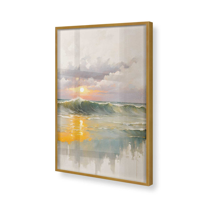 Golden Waves at Sunset I Print, H 15,25 po x l 12,25 po, Doré
