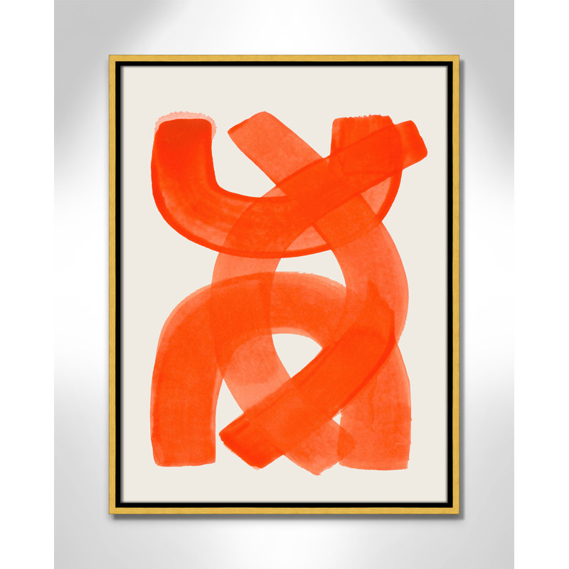 «Orange Strokes Print» par Haniff, Toile avec cadre, Flotteur doré, L 19,5 po x H 25,5 po
