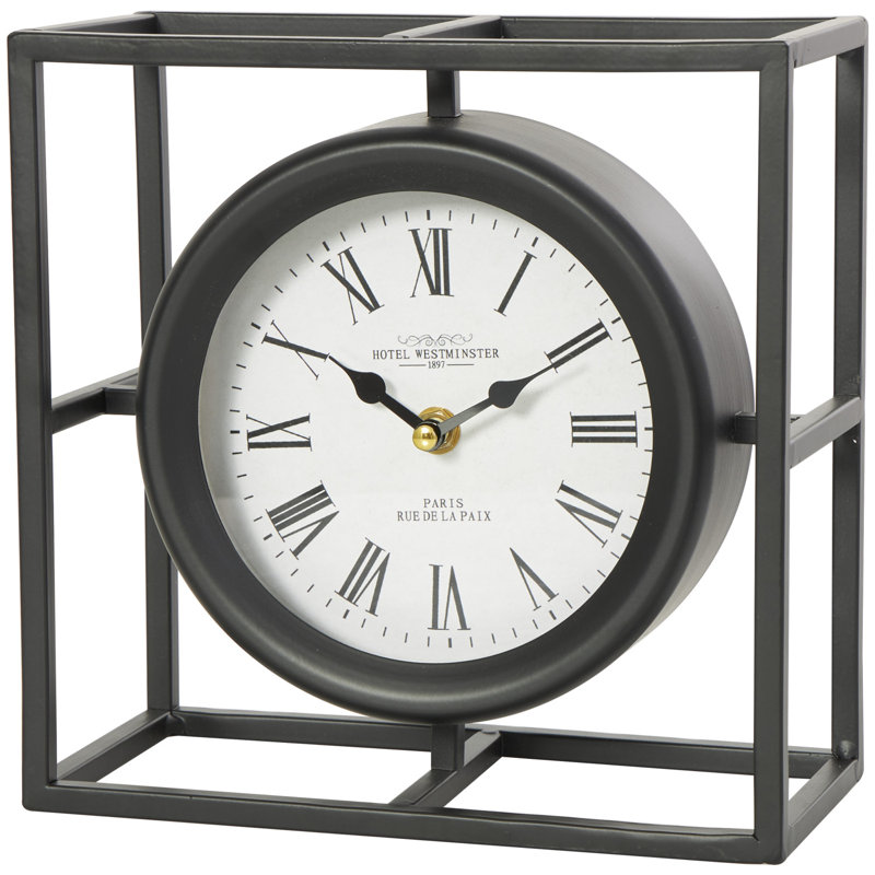 Analogique: horloge de table en métal à chiffres romains noire