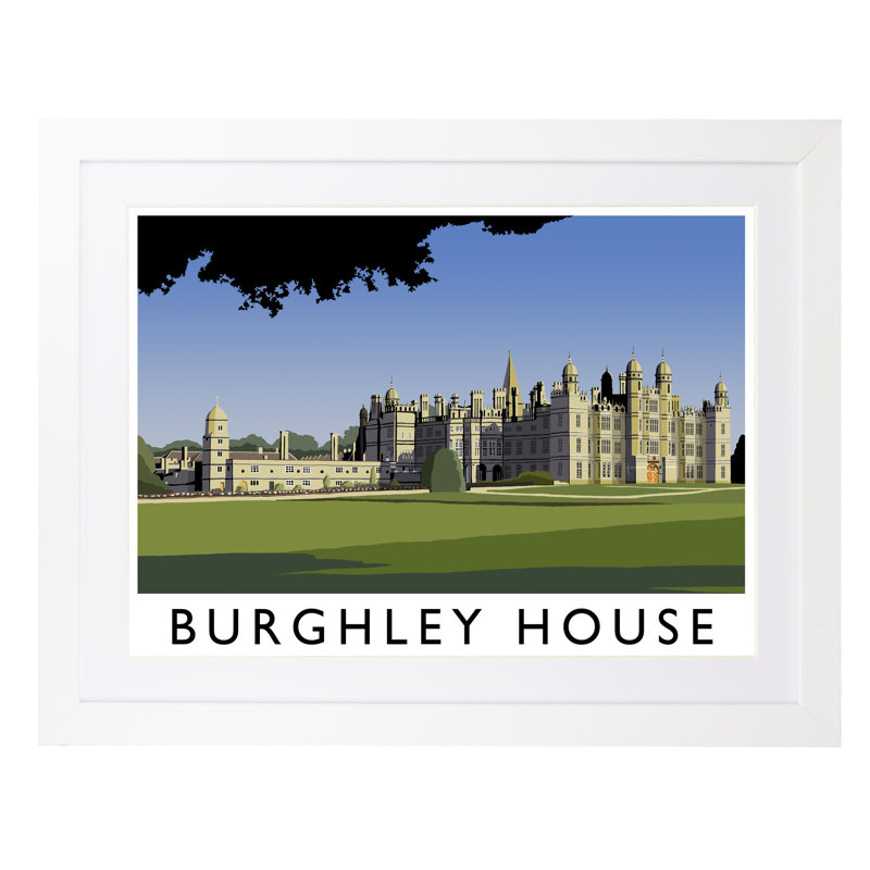 Burghley House 2 by Richard O'Neil - Print, White Wood Frame, 33.5 cm H x 43.5 cm W x 2.2 cm D