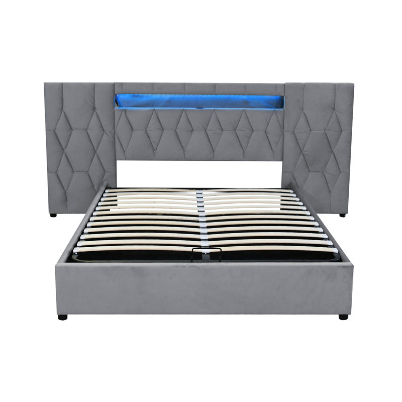 Nekane Upholstered Bed, European Double (140 x 200cm), Grey