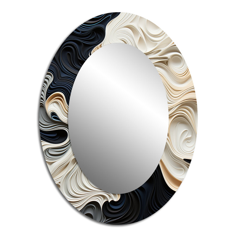 Miroir mural noir et blanc éclectique moderne, 40 po x 30 po