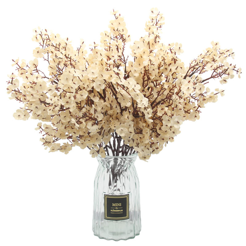 10 pièces fleurs artificielles Babys Breath Real Touch fausses fleurs blanches en soie pour le mariage de printemps, Blanc