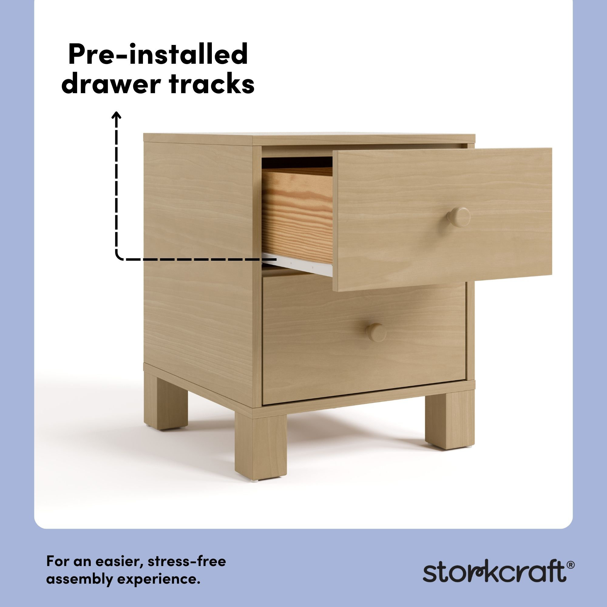 California 2 Drawer Nightstand, Driftwood