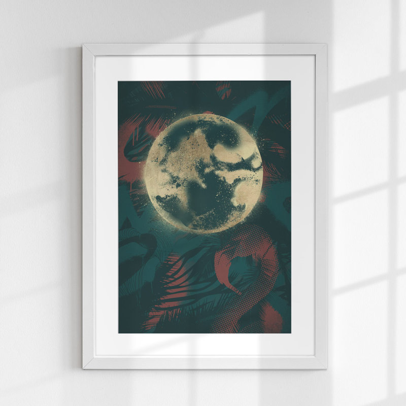 La Luna - Print on Canvas, Matte Black/White Framed, 91cm H x 61cm W x 5cm D