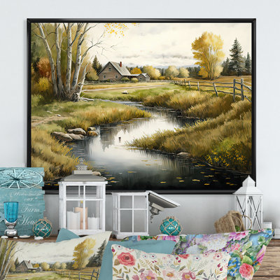 Petite rivière à la grange - art mural toile / campagne