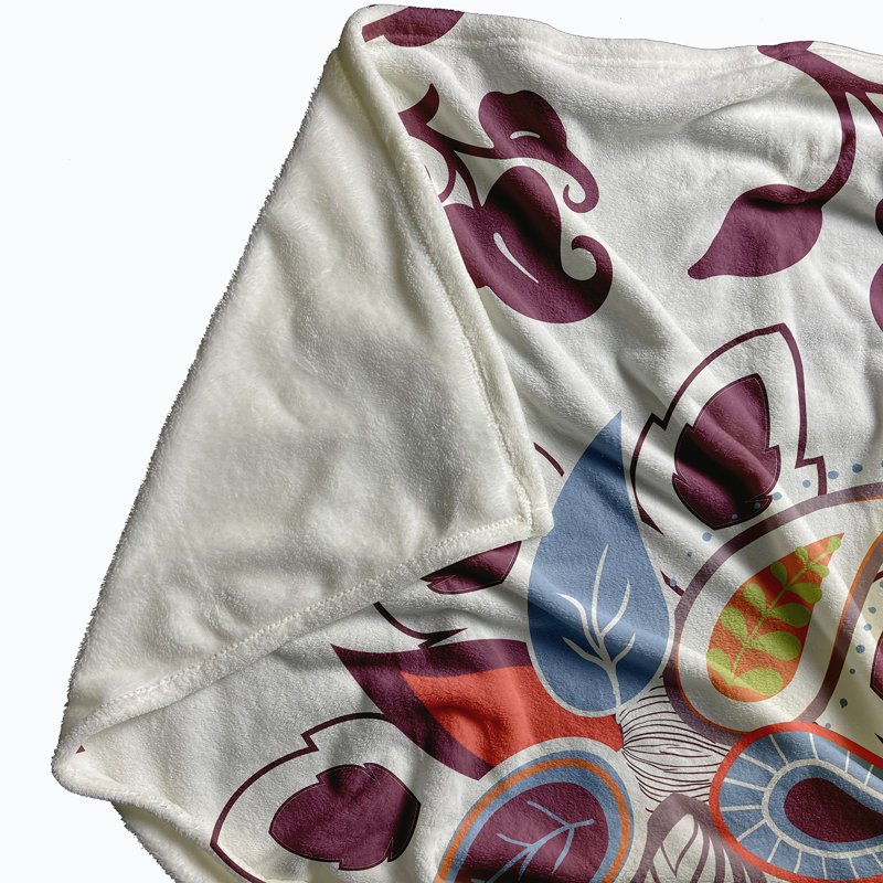 Botanical Blooms Throw Blanket, 60" L x 50" W x 0.5" D, Purple