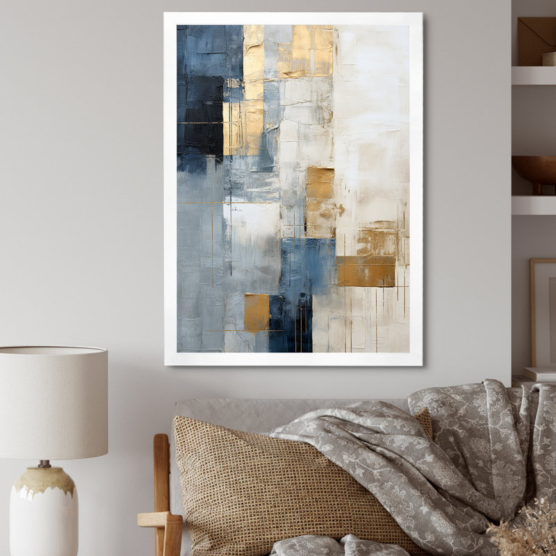 Beige et or, paysage d'hiver simple - reproductions d'art murales abstraites, H 44 po x l 34 po x P 1,5 po