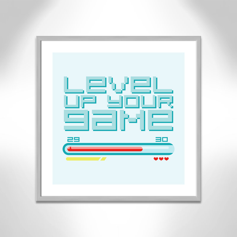 Level up' Framed Art, 27.5" H x 27.5" W x 1.19" D, Silver Box Framed