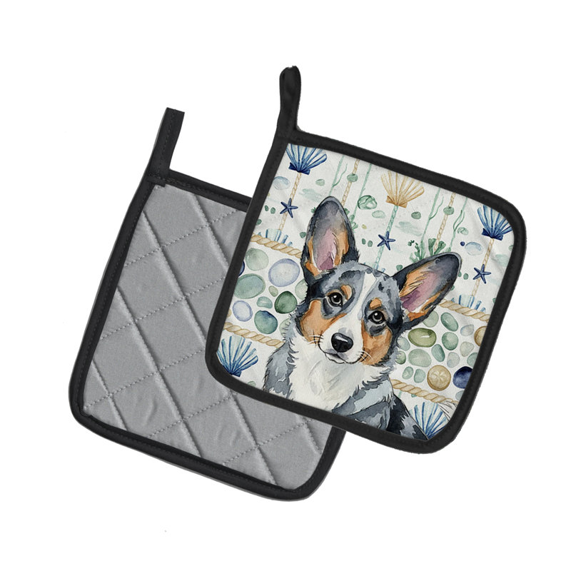 Paire de poignées en verre bleu Merle Cardigan Welsh Corgi