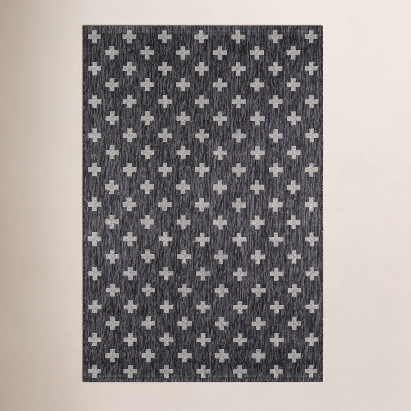 Umbria Striped Indoor / Outdoor Area Rug, Rectangle 5'3" x 7'6", Charcoal 