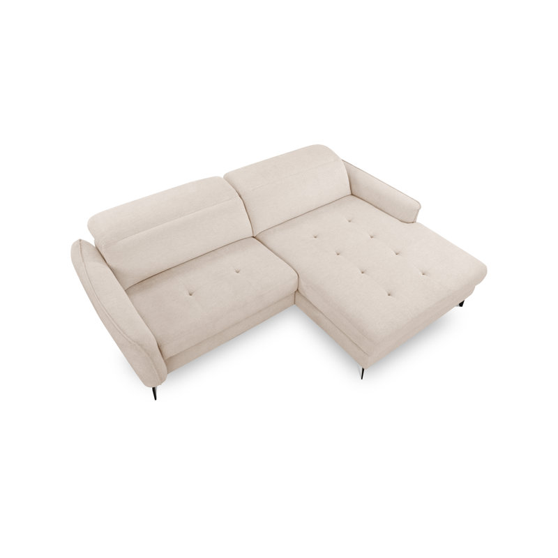 Morpeth Power Reclining Upholstered Corner Sofa in Chenille Fabric with Adjustable Headrests, Beige, Right Hand Facing