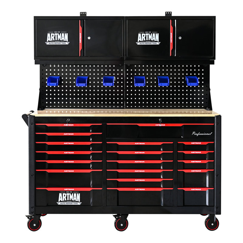 Chariot à outils robuste pour l'automobile avec 7 + 12 tiroirs