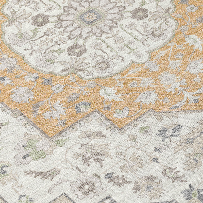 Tapis lavable à la machine intérieur / extérieur ACN2674 Global Chantille, Pêche, 1 pi 8 po x 2 pi 6 po