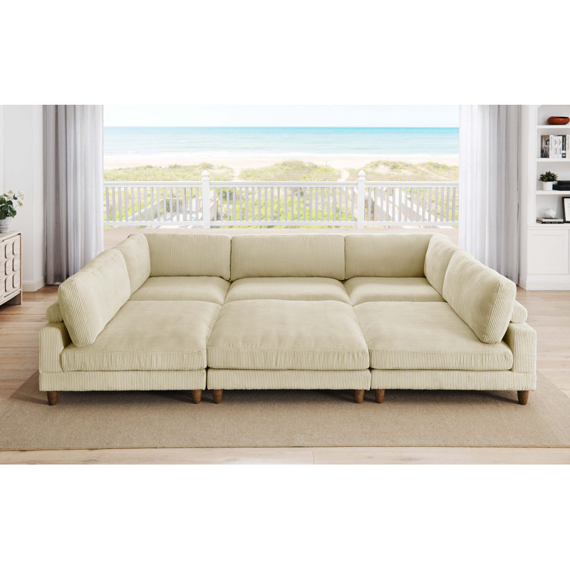 Espinosa Modular Sectional, Cream Corduroy