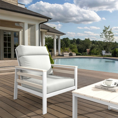 Fauteuil club d'extérieur en métal avec coussin Sunbrella Townsend