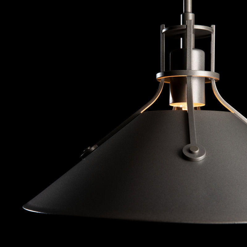 Henry Outdoor Pendant with Metal Shade, Coastal Burnished Steel, 8.7" H x 14.4" W x 14.4" D