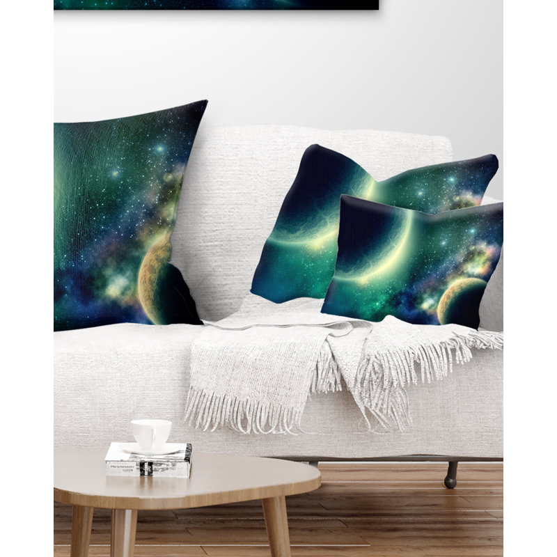 Deux planètes - coussin à imprimé paysage, Rectangulaire, 12 po x 20 po