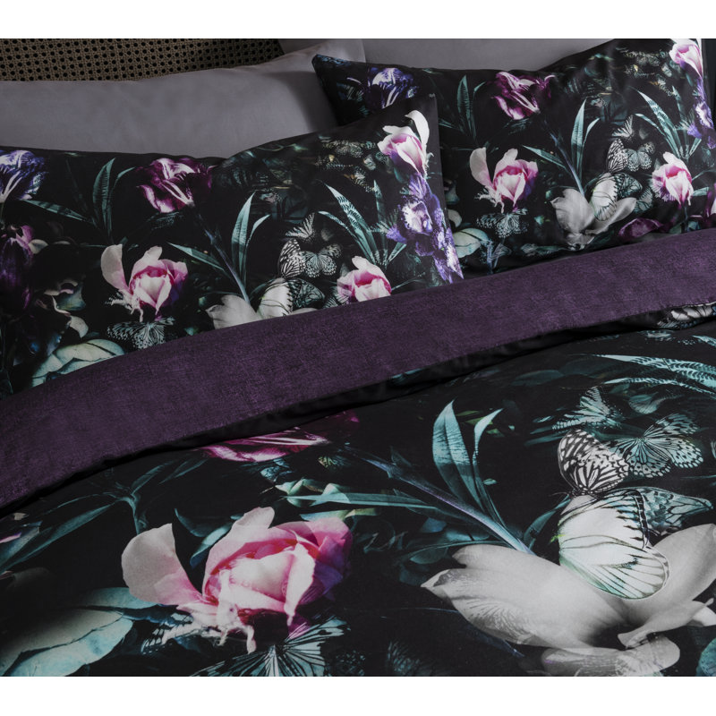 East Urban Home Ellery Cotton Floral Duvet Cover Set with Pillowcases, Super King Duvet Cover + 2 Standard Pillowcases