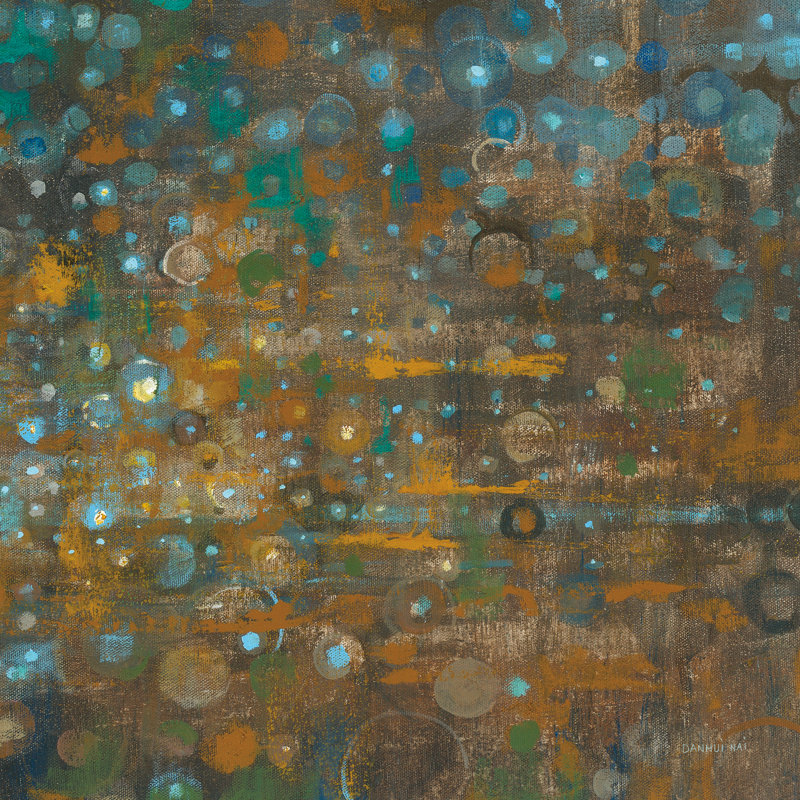 Blue and Bronze Dots X by Danhui Nai - Wrapped Canvas Square Print, 30cm H x 30cm W x 3.8cm D