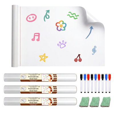 Static Whiteboard Wall Pack, ensemble de draps perforés effaçables à sec avec stylos pour tableau blanc et chiffons effaçables