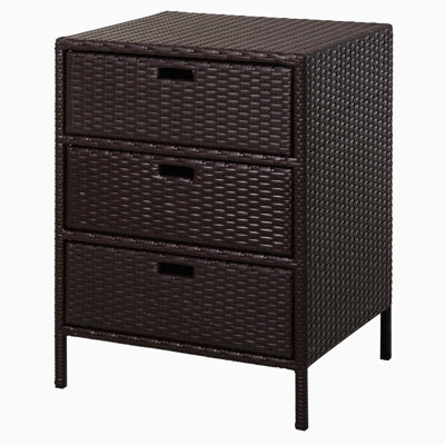 Weatherproof PE Rattan Freestanding Pool Towel Storage Cabinet, Multi-Drawer Organizer for Swimming Pool and Hot Tub Accessories