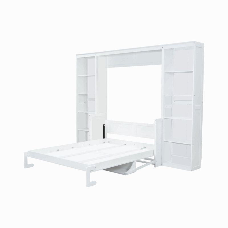 Grand lit escamotable avec bureau et bibliothèque
