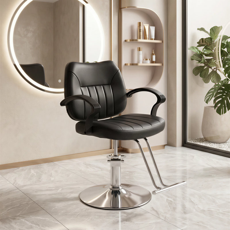 Fauteuil de coiffeur pour coiffeur, fauteuil de coiffeur, fauteuil de coiffeur hydraulique professionnel et fauteuil pivotant à 360 degrés noir