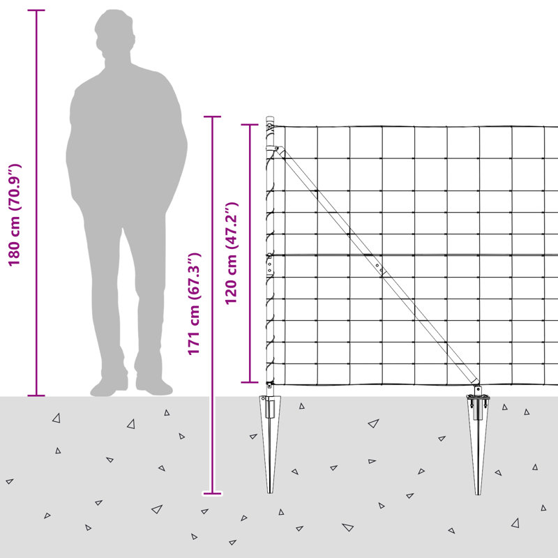 Field Fence Galvanised Steel, 120cm H x 2500cm W