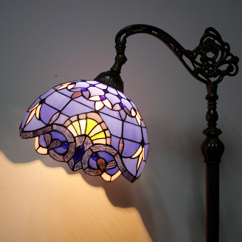 Lampe sur pied arquée 64 po Airah, Brun / jaune / violet