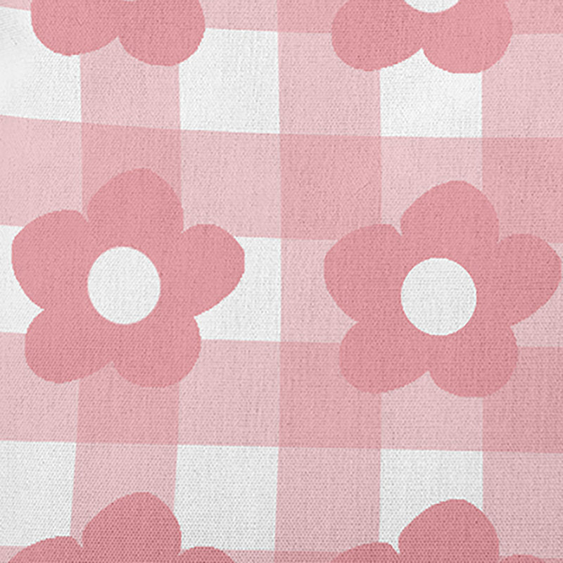 Pink Icing Gingham Floral Reversible Square Throw Pillow