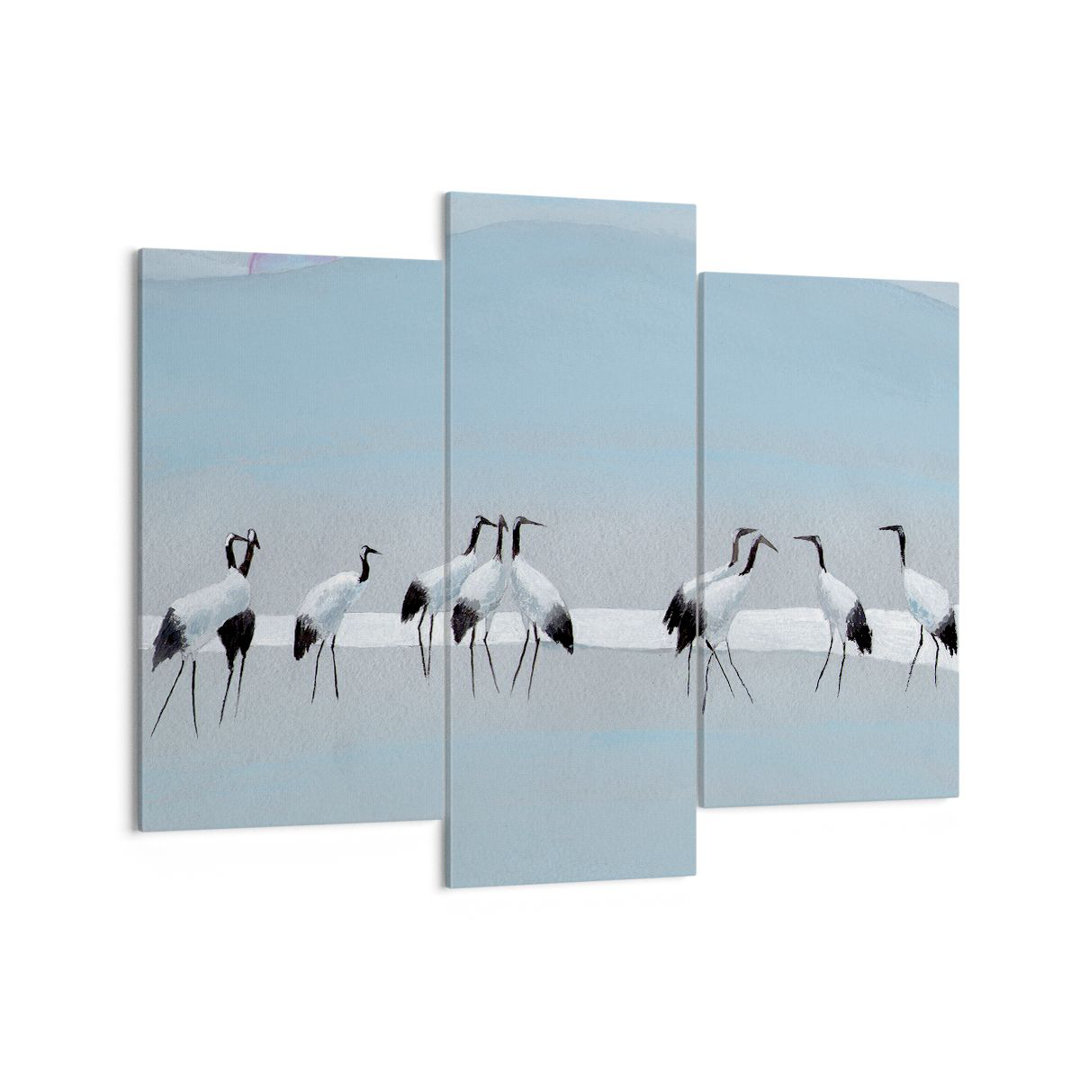 3-tlg. Leinwandbilder-Set Birds Cranes Nature