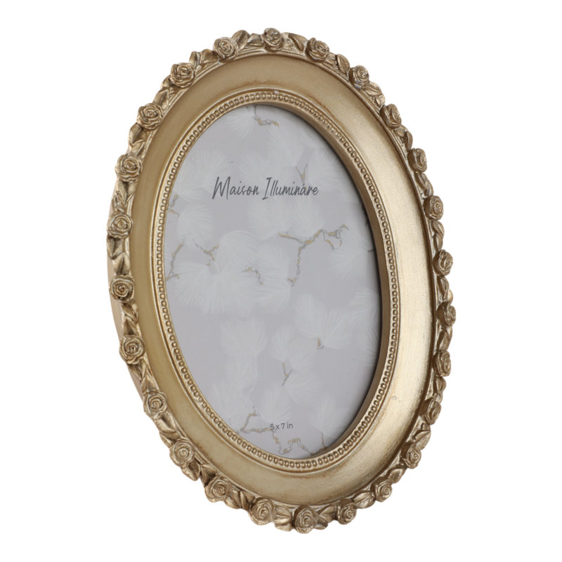Cadre photo ovale chic avec bordure rosette Mavin, L 5 po x H 7 po