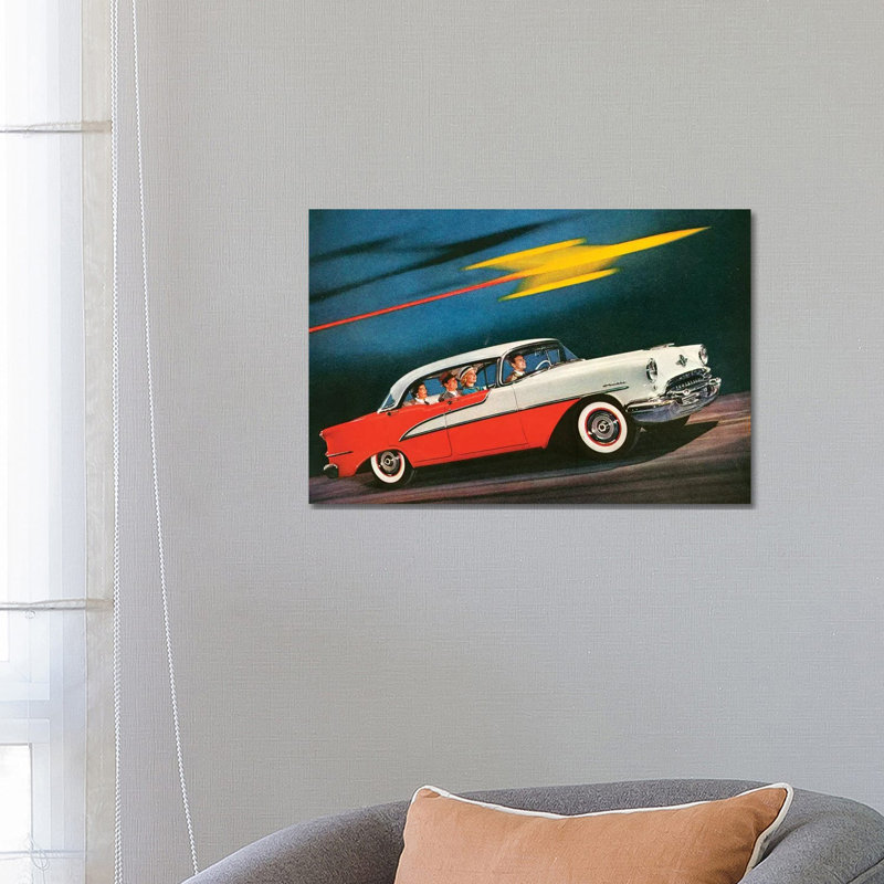 1955 Oldsmobile Magazine Advert Detail - Print on Canvas, 45.72cm H x 66.04cm W x 1.91cm D, Wrapped Canvas