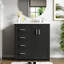 Armoire de rangement de salle de bain 30 po avec lavabo en céramique - structure en bois massif et meuble-lavabo à 3 tiroirs d'organisation