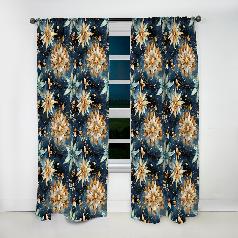 Cosmic Nomad Boho Motif II - Rideau abstrait bohème - Rideau abstrait obscurcissant - 1 panneaux, L 52 po x L 120 po