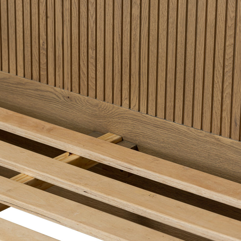 Leo Bed-Smoked Black-Queen, Rustic Light Natural Oak, Queen