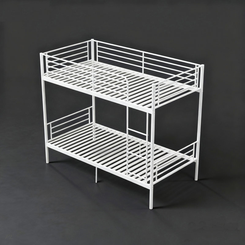 Lit superposé avec échelle et garde-corps haut, capable de se diviser, lit superposé en métal, espace de rangement, silencieux, taille simple sur simple