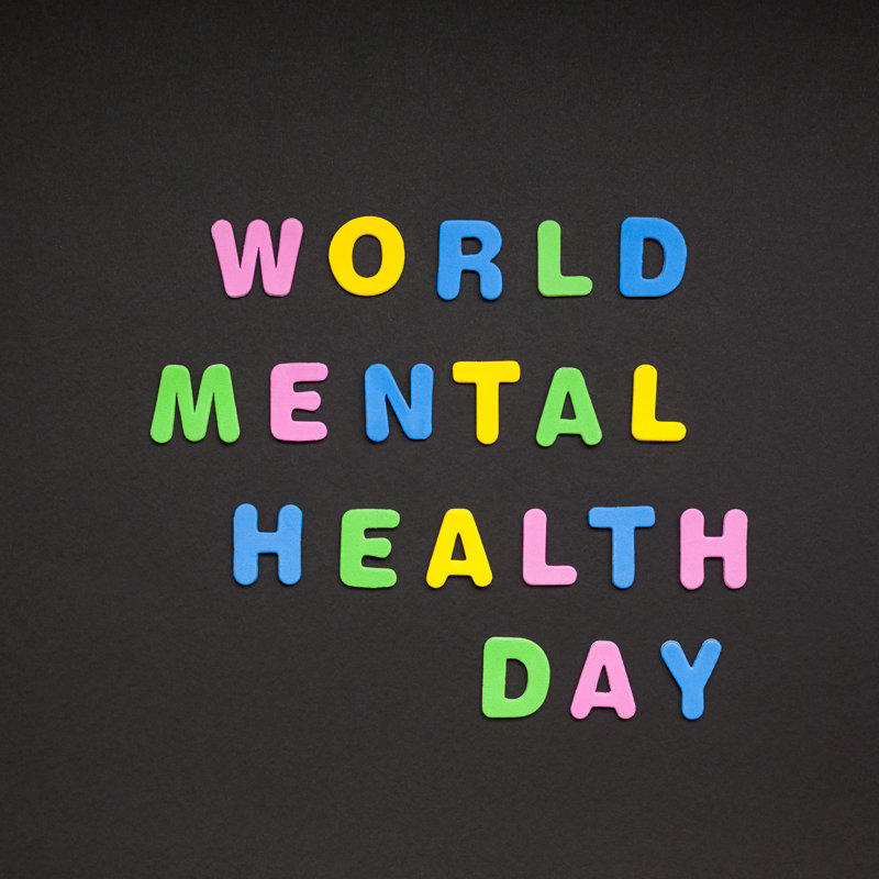 World Mental Health Day Writing On Black Paper by Dvoevnore - Wrapped Canvas Print, 30cm H x 30cm W