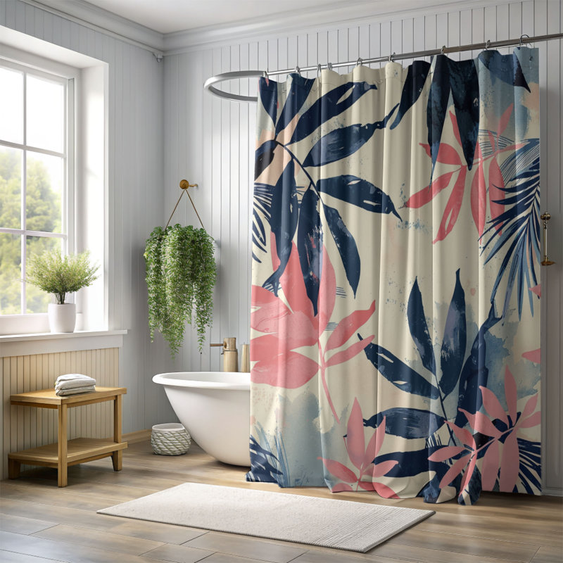 Exotic Designs - Rideau de douche standard 1 pièce, H 74 po x l 71 po