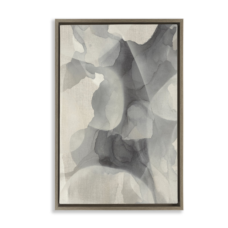 Cadre flottant abstrait moucheté monochrome, design par Kippi Leonard, H 25 po x l 17 po, Cadre flottant orme Montalcino
